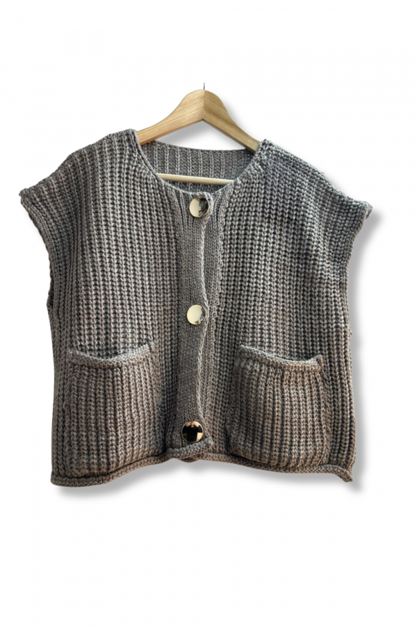 Gilet court sans manche Taupefd blc
