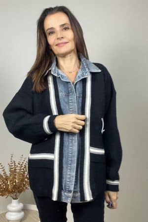 Veste Clara bi-matière noir et bleu10