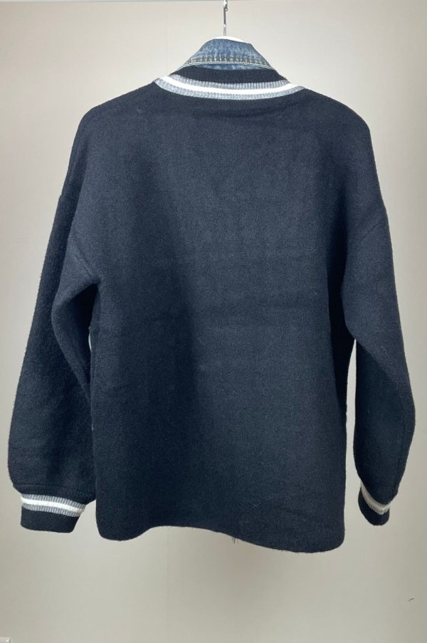 Veste Clara bi-matière noir et bleu2
