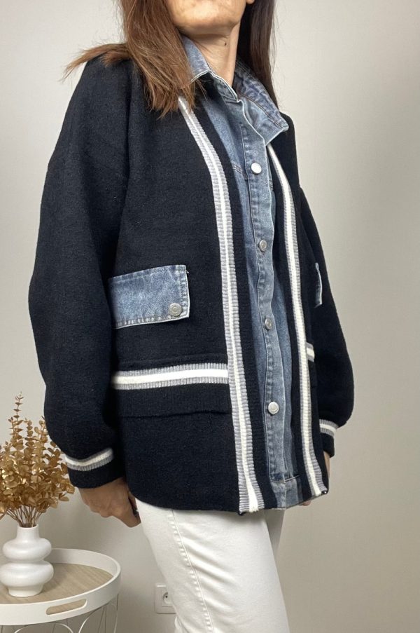 Veste Clara bi-matière noir et bleu8
