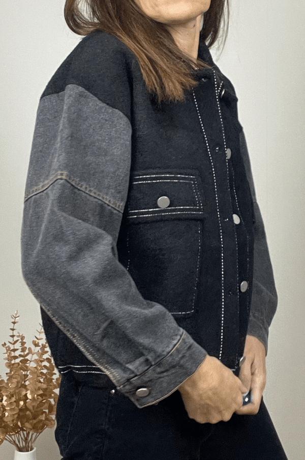 Veste Kelly bi-matière noir3