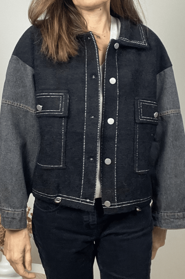 Veste Kelly bi-matière noir4