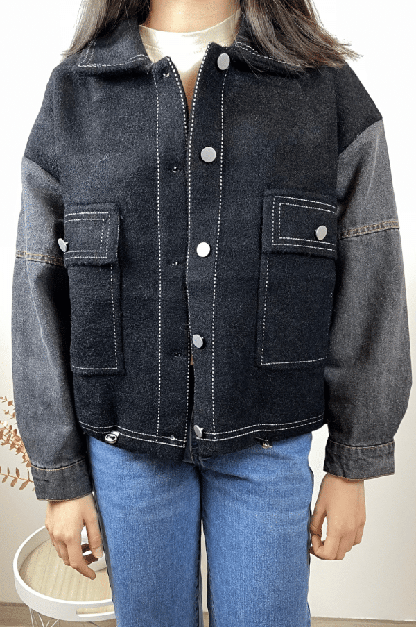 Veste Kelly bi-matière noir5