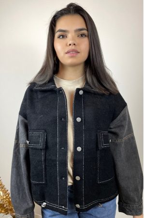 Veste Kelly bi-matière noir6