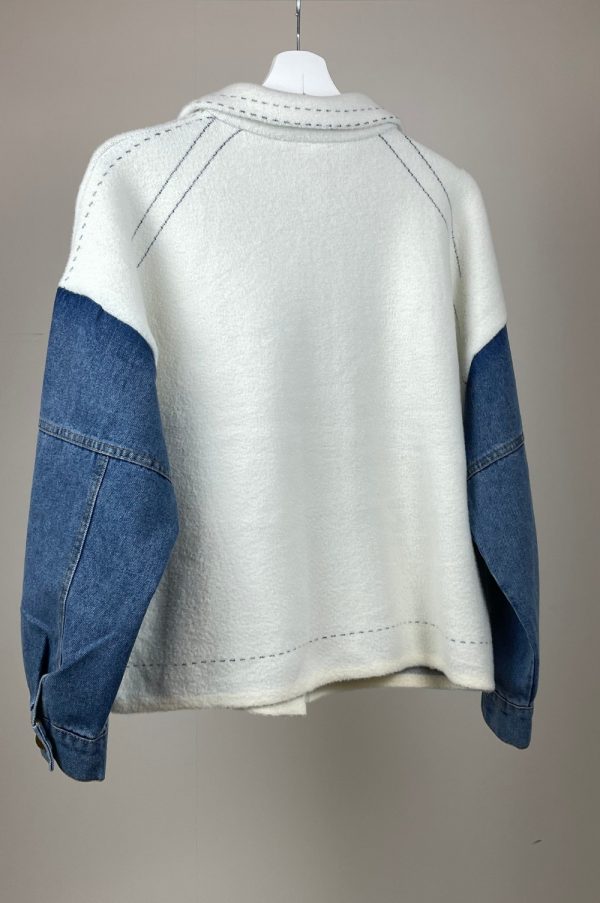 Veste Nola bi-matière blanche et bleu1